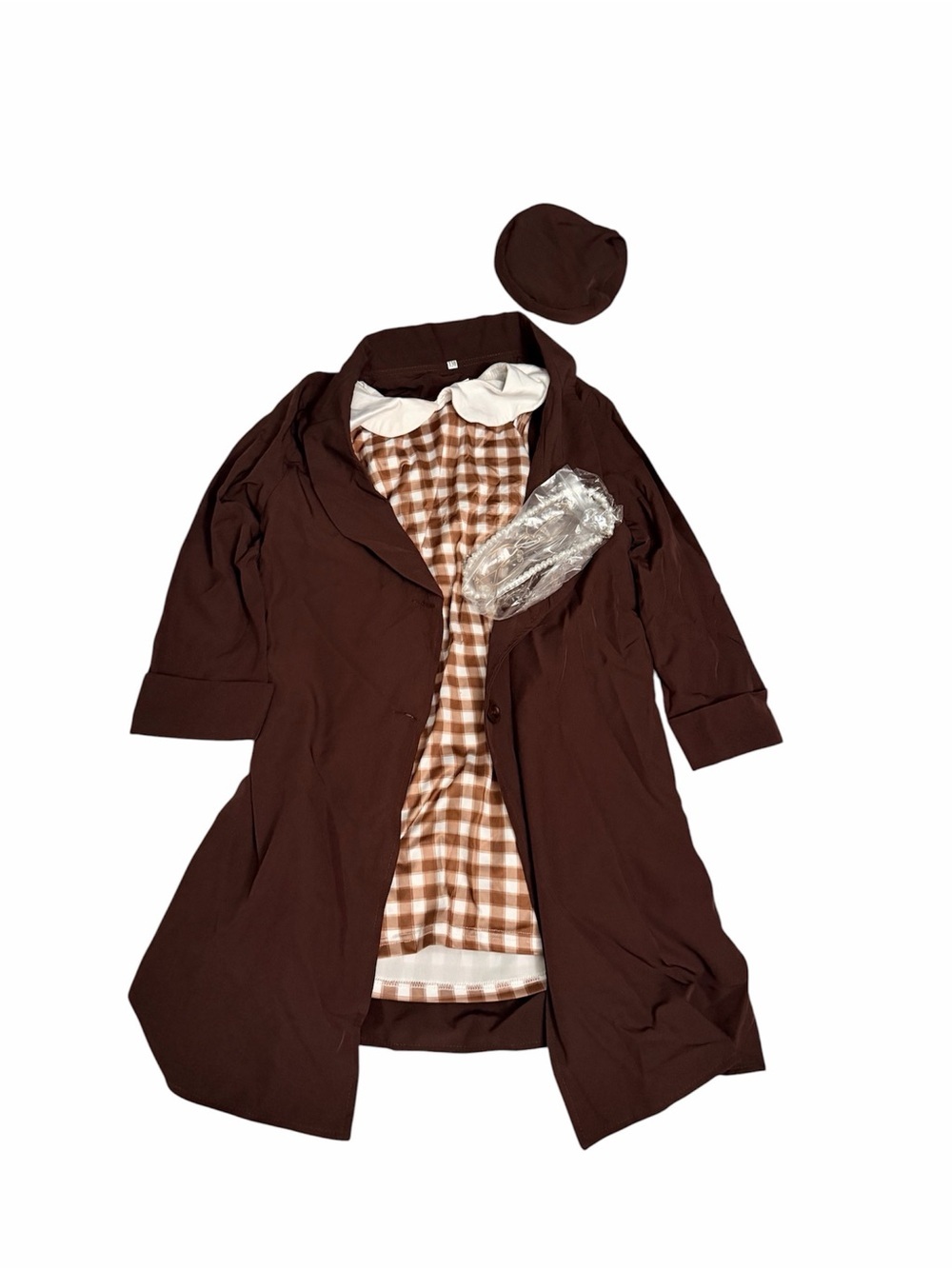 Rosa Parks Costume Brown A-Line Coat with Dress and accessories - Picture 2 of 4